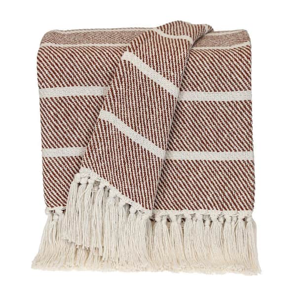 Transitional Stripe Rust Rectangle 50 in. x 60 in. Throw Blanket