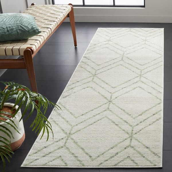 Adirondack Ivory/Sage 3 ft. x 6 ft. Diamond Runner Rug