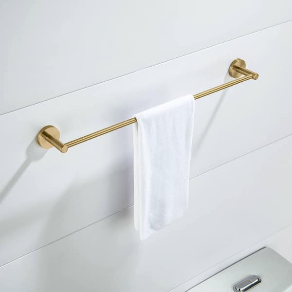 Bathroom Accessories 23.62 in. Wall Mounted Towel Bar in Brushed Brass