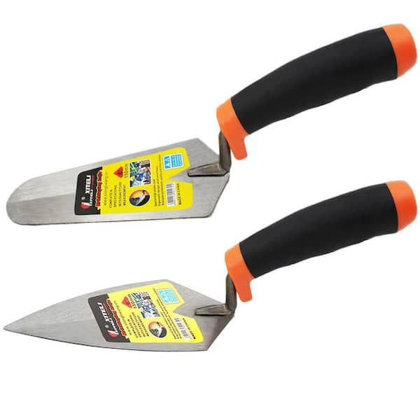 11 in. Masonry Hand Tool Set with Soft Grip Handle, Margin Pointing Trowel for Bricklaying (2-Pack)