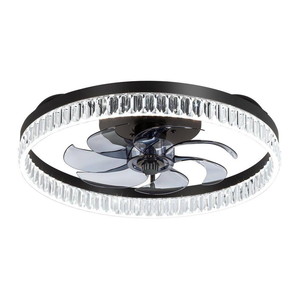 20 in. Indoor Black Chandelier Caged Ceiling Fan with Seeded Acrylic Shade and Remote Control Included price history on PriceWatchPro