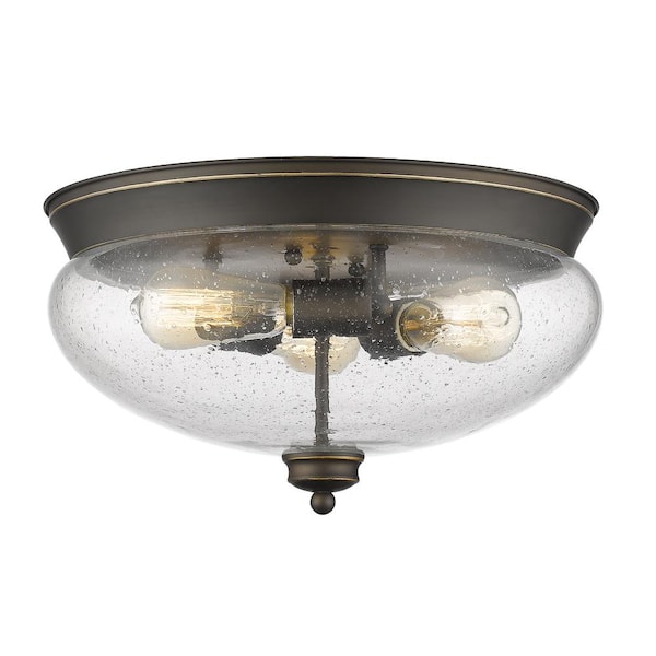 Unbranded Annora 15 in. 3-Light Olde Bronze Flush Mount