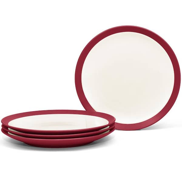 Colorwave Raspberry 11 in. (Cherry) Stoneware Curve Dinner Plates, (Set of 4)