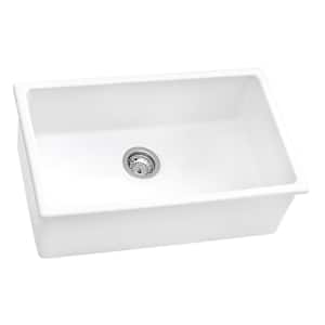 Fiamma 27 in. Drop-in Undermount Single Bowl White Fireclay Kitchen Sink
