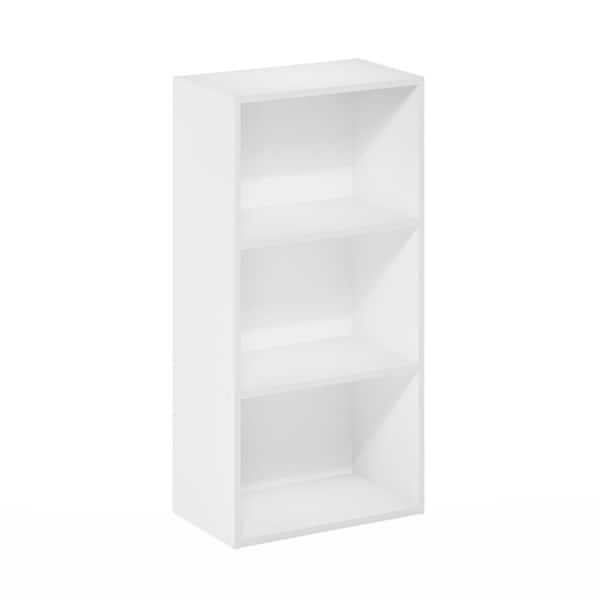 Furinno Luder 15.6 in. White 3-Shelf Standard Bookcase
