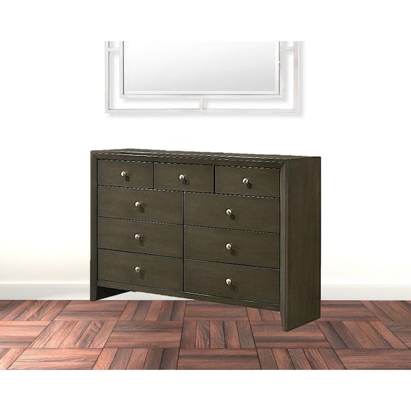 HomeRoots Amelia Gray Finish 9 Drawers 55 in. Dresser