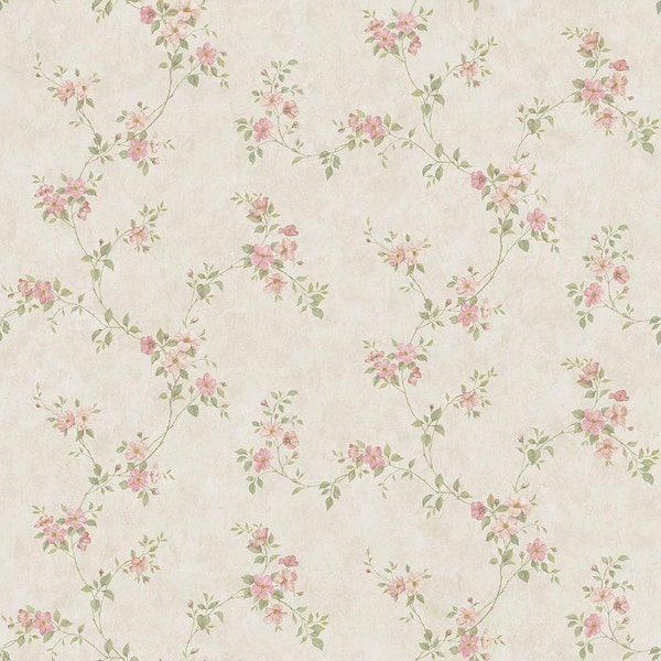 Chesapeake Rose Valley Pink Floral Scroll Wallpaper
