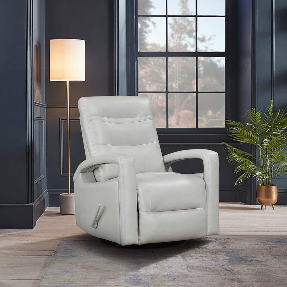 Gray Faux Leather Swivel Recliner with Tufted Back