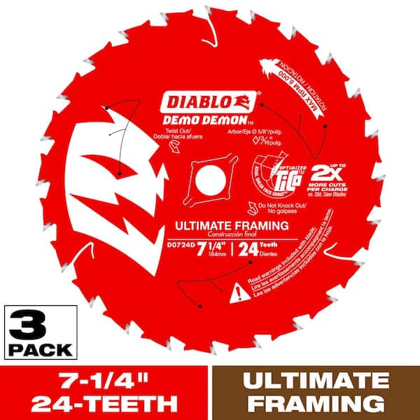 7-1/4 in. 24-Teeth Demo Demon Ultimate Framing Circular Saw Blade for Wood (3-Pack)