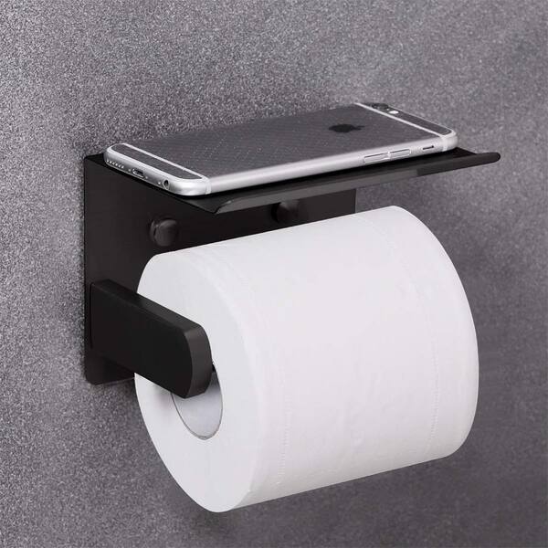 Toilet Paper Holder, Stainless Steel Wall Mounted Toilet Paper Roll Holder, Tissue  Roll Holder with Storage Shelf for Bathroom Washroom, Self Adhesive No  Drilling or Wall-Mounted with Screws