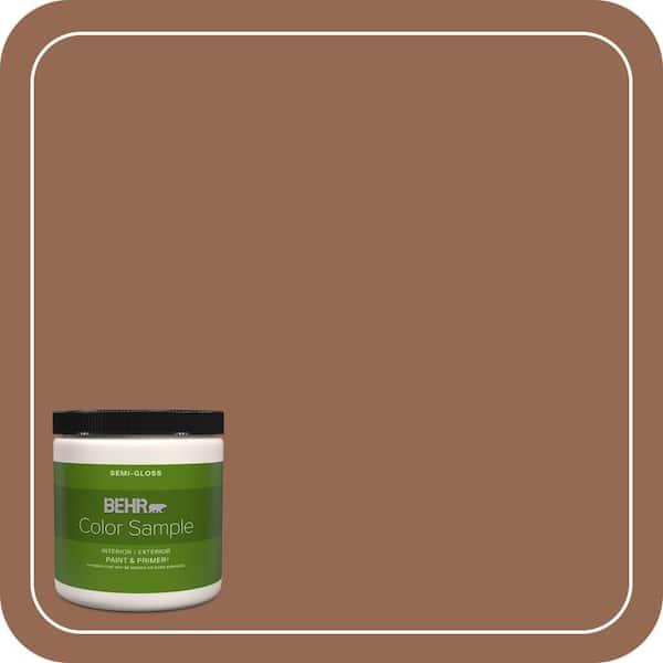 BEHR PREMIUM PLUS 8 oz. #240F-6 Sable Brown Semi-Gloss Interior/Exterior Paint & Primer Color Sample