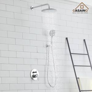 3-Spray Patterns with 2.5 GPM 10 in. Round Wall Mount Dual Shower Heads in Spot Resist Chrome, (Valve Included)