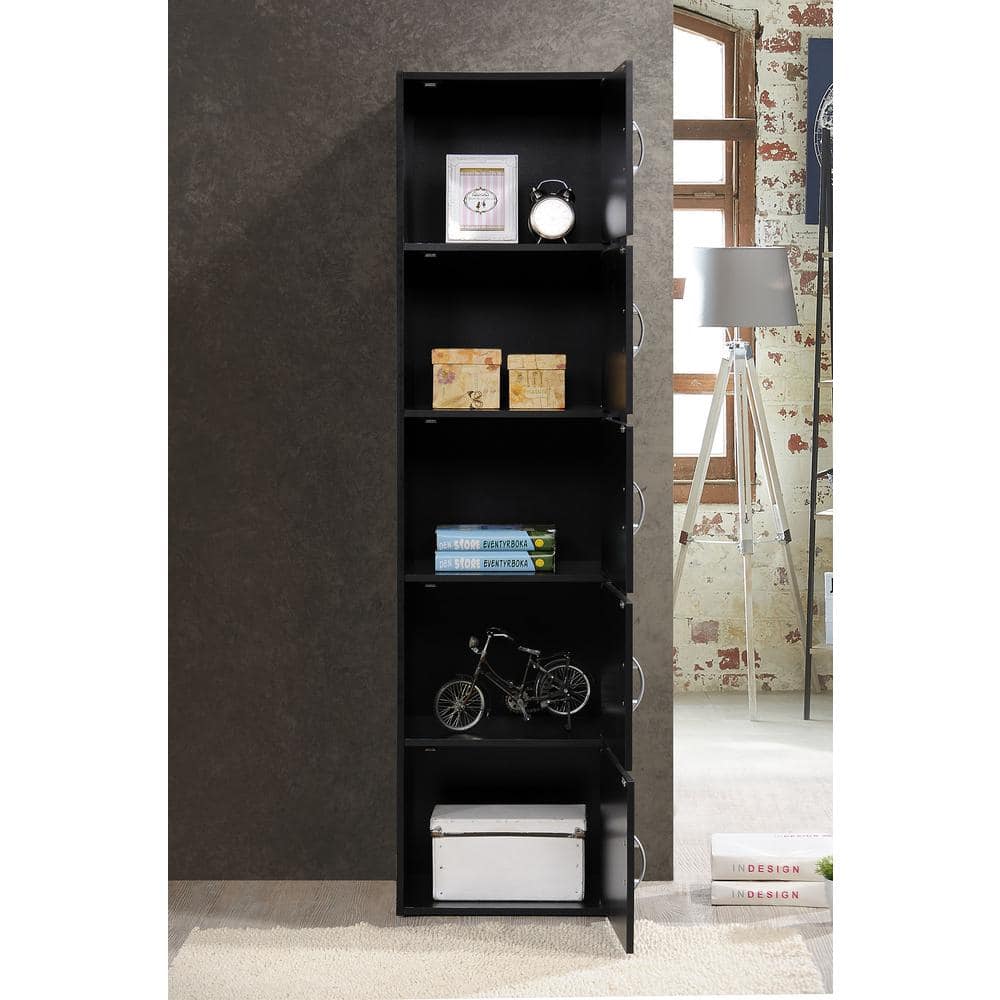SEJCMYX Modern Black 5-Shelf Multipurpose Storage Cabinet