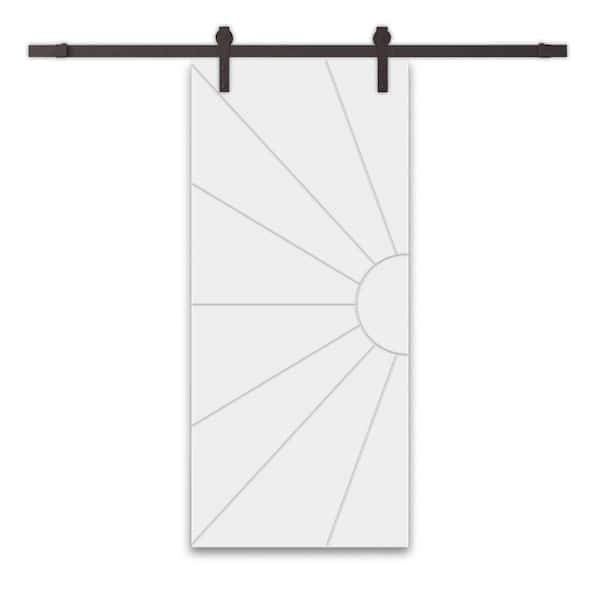CALHOME 30 in. x 80 in. White Painted Composite MDF Sliding Barn Door with Hardware Kit
