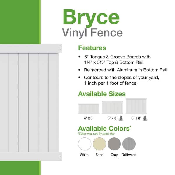 Barrette Outdoor Living Rainier 6x8 Sand Vinyl Fence Panel