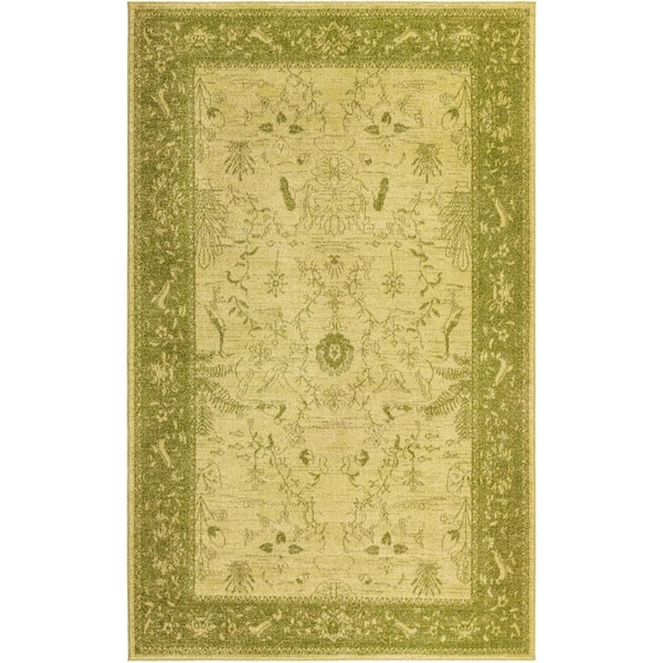 Unique Loom La Jolla Floral Light Green 5' 0 x 8' 0 Area Rug
