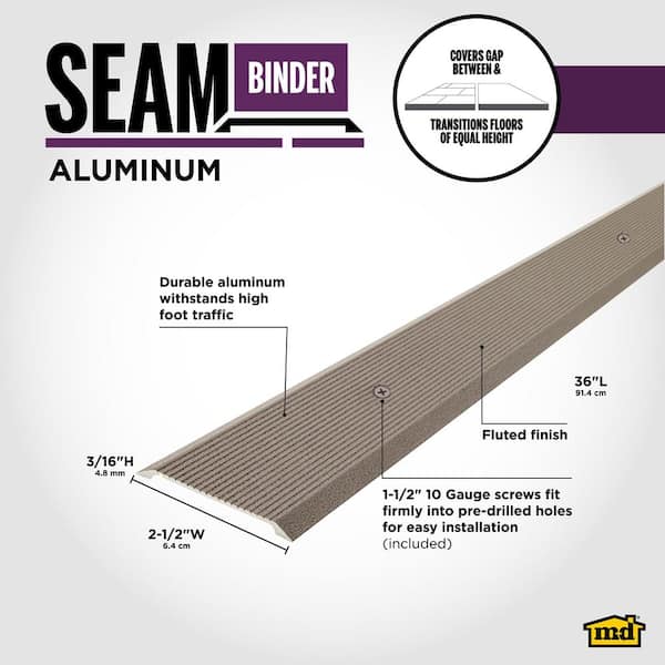 2 1/2"X 36" WARM GRAY ALUMINUM SEAM BINDER W/SCREWS & ANCHORS