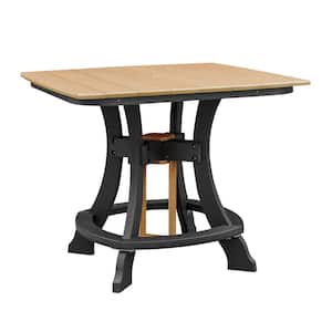 Adirondack Black Square Composite Outdoor Dining Table with Cedar Top