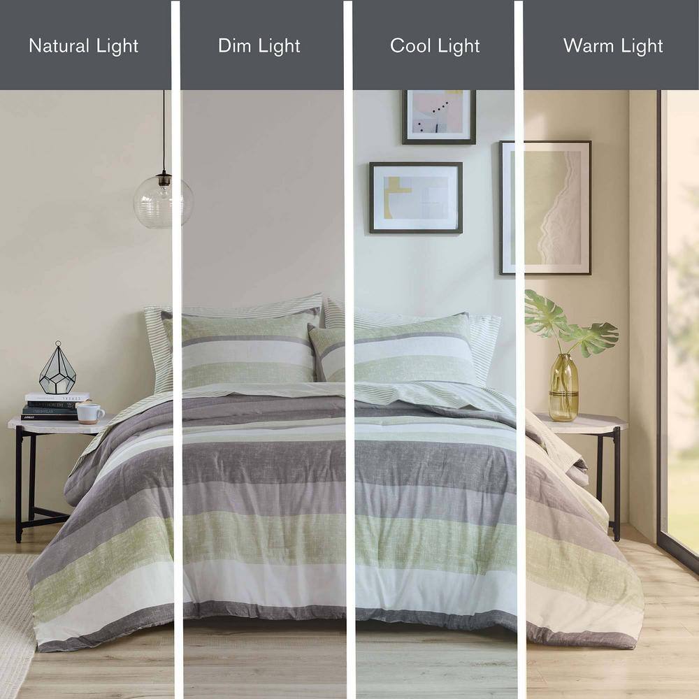 Full Green and Grey Microfiber Reversible Bed in a Bag Set
