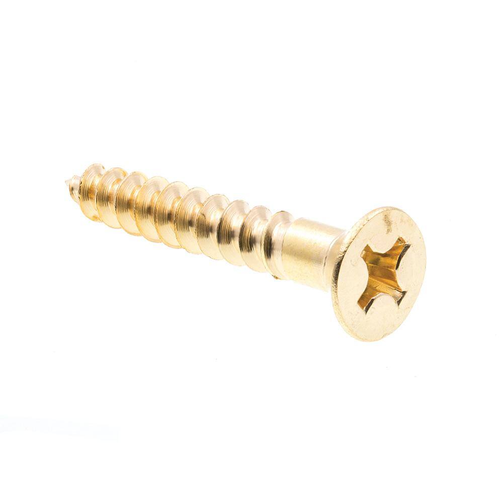 Fastenere #12 X 1" Solid Brass Flat Head Wood Screws (Slotted, Qty 50)