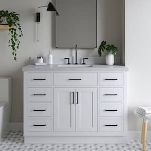 Hepburn 48 in. W x 22 in. D x 36 in. H Single Sink Freestanding Bath Vanity in White with Carrara Qt. Top