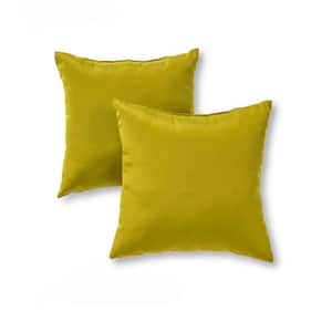 Solid Kiwi Green Square Outdoor Throw Pillow (2-Pack)