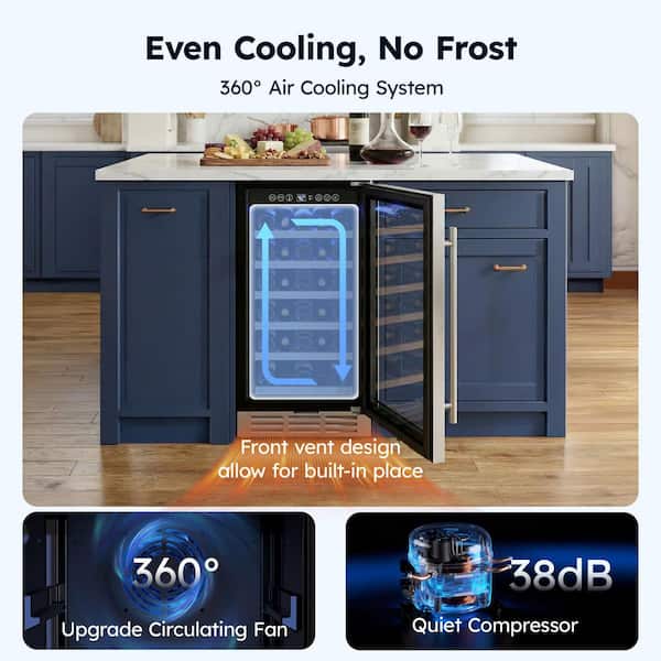 SIMZLIFE 15 in. Single Zone 28-Bottle Built-in/ Freestanding Wine