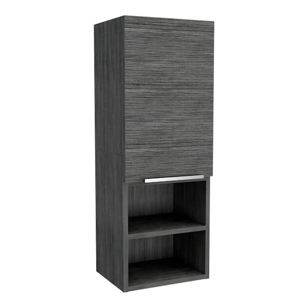 Amucolo 11.81 in. W x 32.1 in. H Dark Gray Rectangular Wall Surface Mount Bathroom Storage Medicine Cabinet without Mirror