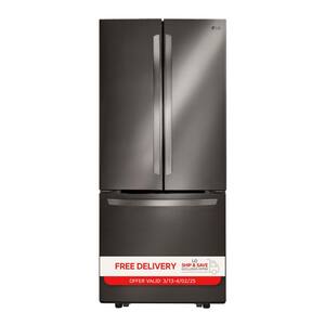 30 in. W 22 cu. ft. French Door Refrigerator with Ice Maker in Black Stainless Steel