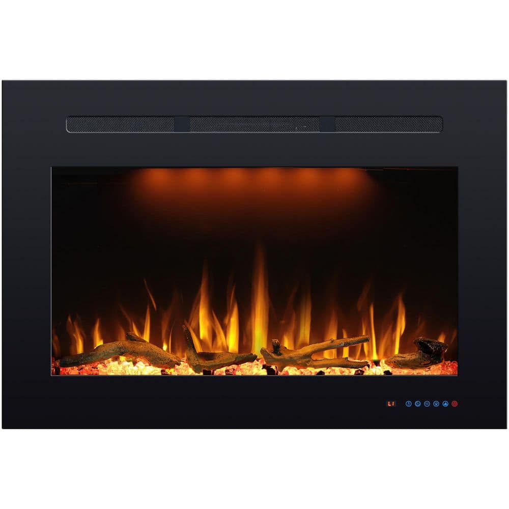 36.6 in. Width Back Electric Fireplace Insert with 3-Flame, Thermostat, Cra