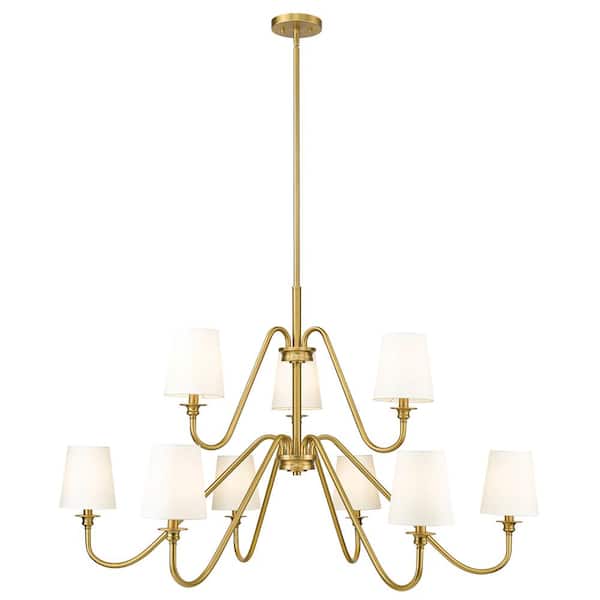 Unbranded Gianna 9-Light Modern Gold Chandelier with White Fabric Shades