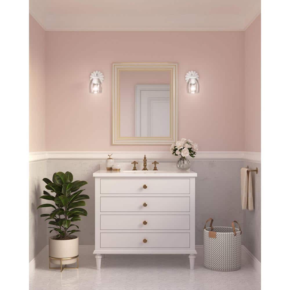 Quillan 5 in. 1-Light Soft Gold Vanity Light with Clear Glass Shade price history on PriceWatchPro