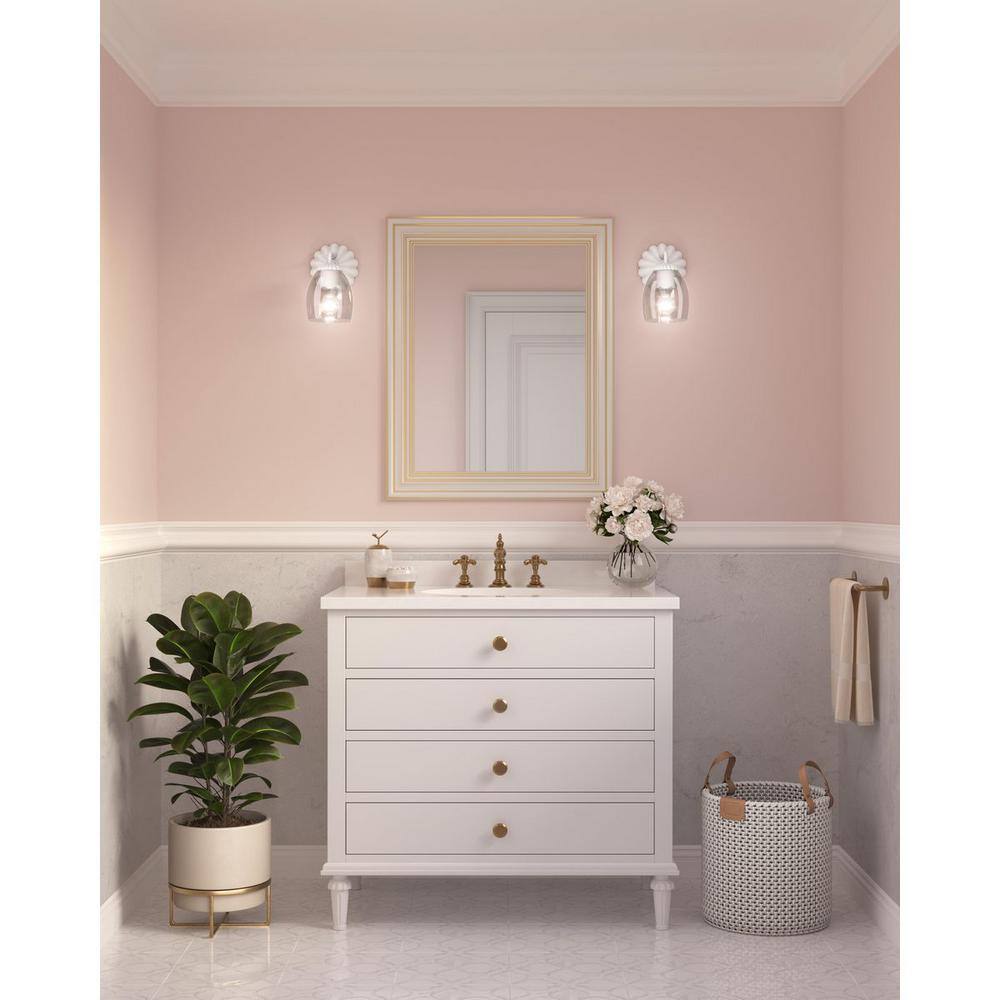 Quillan White Plaster Dimmable 1-Light Vanity Light
