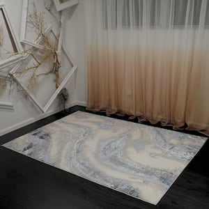 "Ziv" 2' x 3' Navy/White Abstract Area Rug