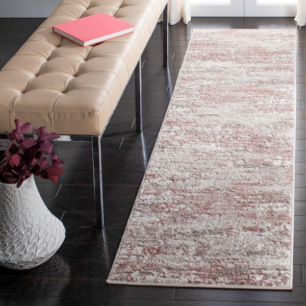 Meadow 2 ft. x 13 ft. Beige/Pink Distressed Abstract Runner Rug