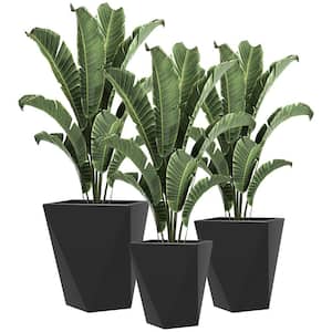 15.25 in. x 15.25 in. x 18 in. Indoor Outdoor Black Magnesium Oxide Stackable Garden Planter (3-pack)