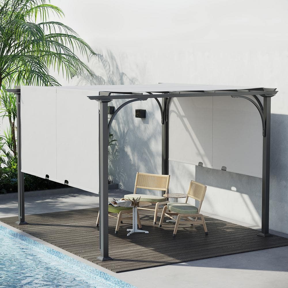 Outsunny 10' x 10' White Steel Frame Patio Pergola