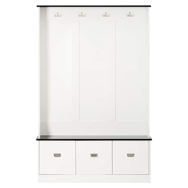 ATHMILE White Hall Tree with 4 -ooks and 3-Large Drawers