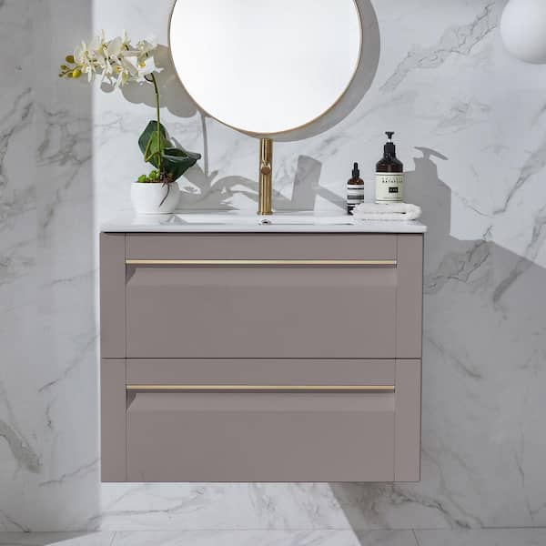 36.7 in. W x 19.1 in. D x 36.8 in. H Freestanding Bath Vanity in White with White Cultured Marble Top