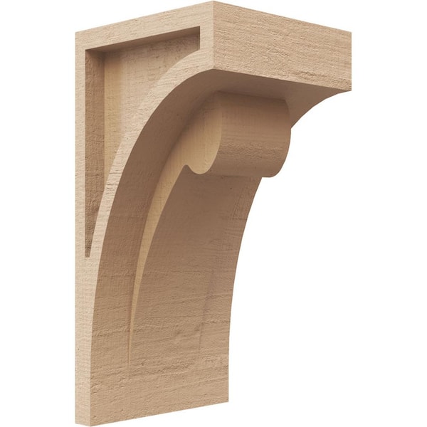 Ekena Millwork 4 in. x 8 in. x 4 in. Series 2 Wide Viola Rough Cedar Woodgrain Timberthane Polyurethane Corbel, Primed Tan