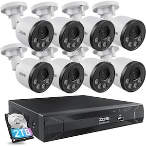 8-Channel 5MP POE 2TB NVR Security Camera System with 8 Wired 4MP 25fps Bullet Outdoor Cameras, Smart Human Detection