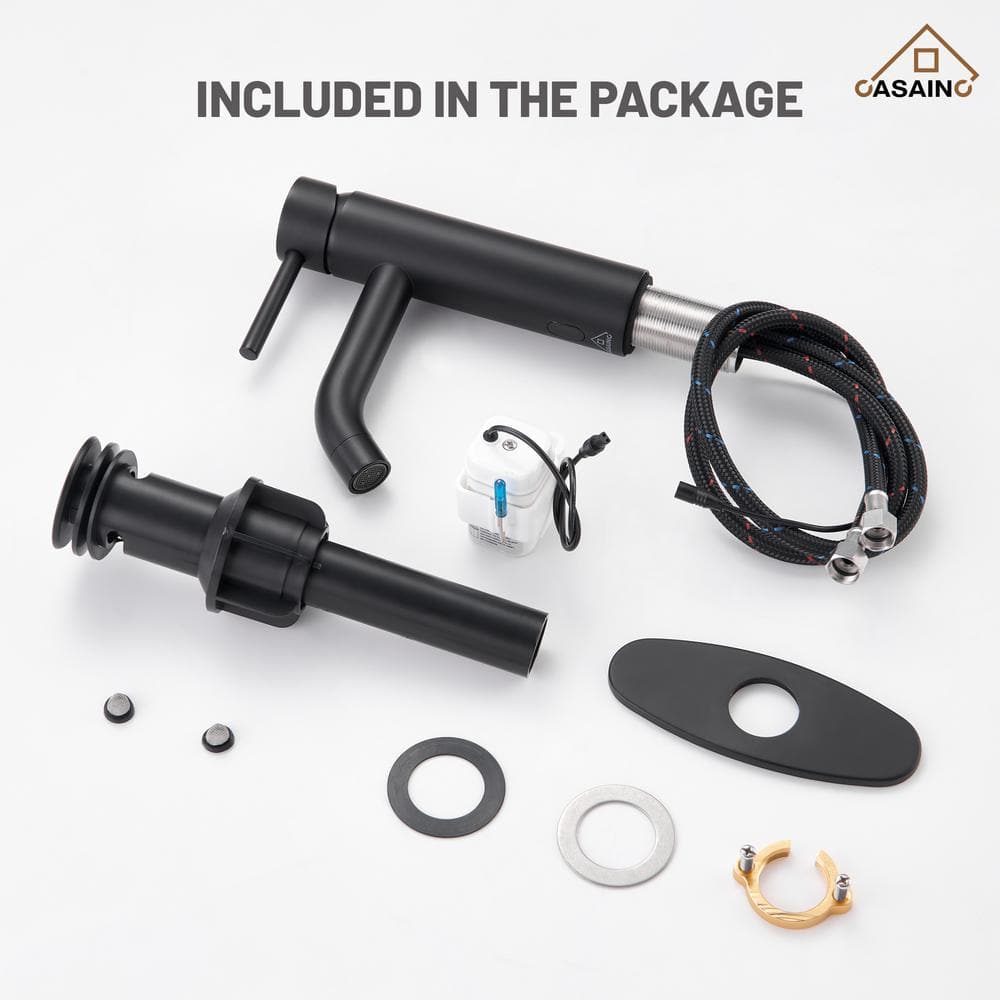 Matte Black Stainless Steel Touchless Bathroom Sink Faucet