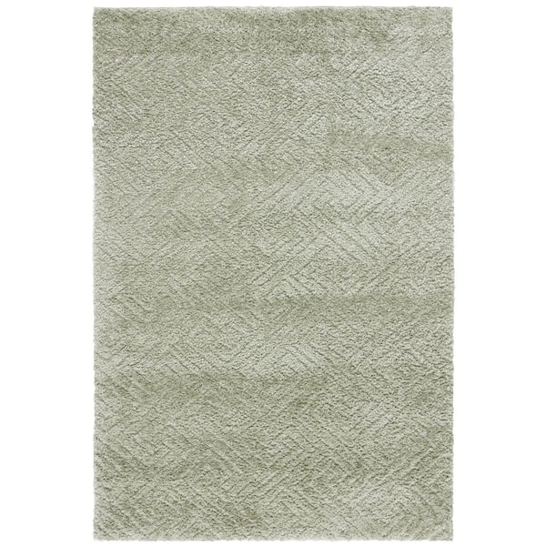SAFAVIEH Tahoe Shag 4 ft. x 6 ft. Sage Solid Geometric Area Rug