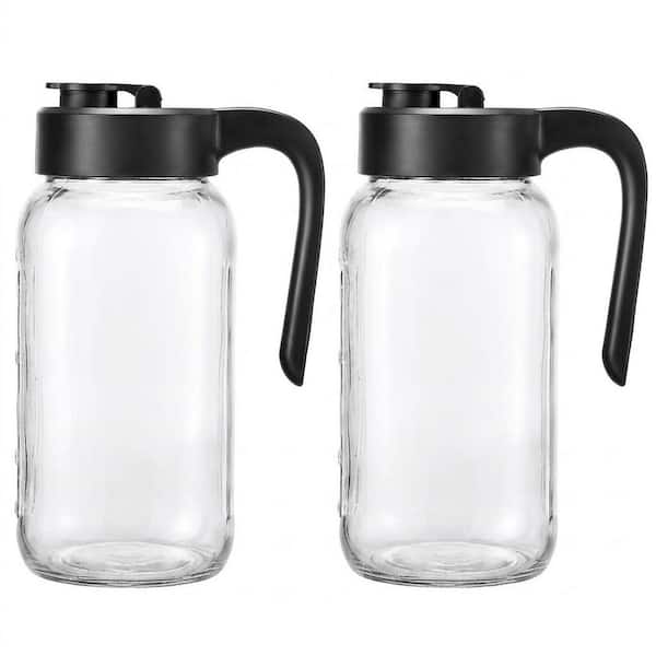 2 qt. Glass Mason Jar Pitcher with Lid Airtight Leakproof Storage Wide Mouth Spout for Cold Brew Sun Tea