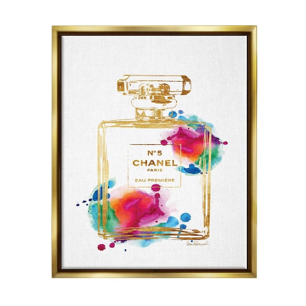 The Stupell Home Decor Collection Fashion Perfume Gold Rainbow by