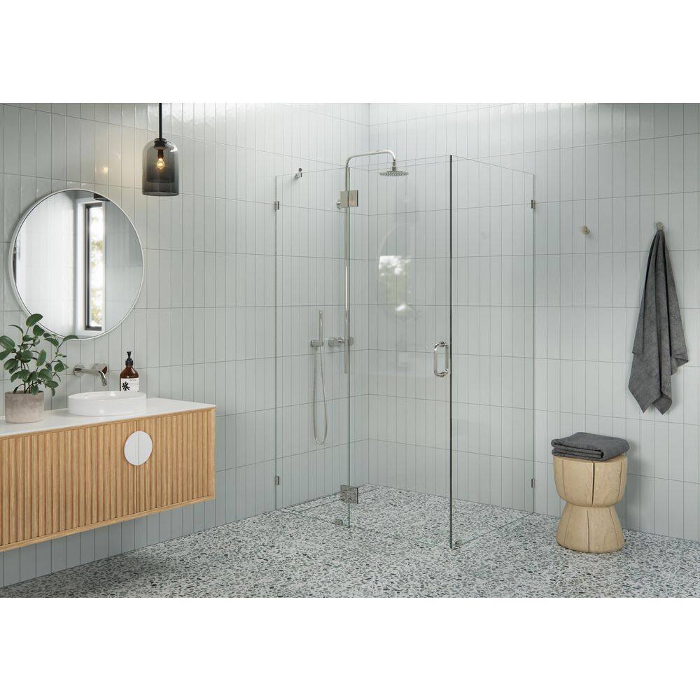 50 in. W x 38 in. D x 78 in. H Pivot Frameless Corner Shower Enclosure in Polished Nickel Finish with Clear Glass price history on PriceWatchPro