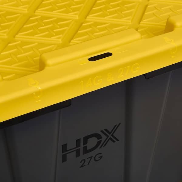 HDX - 27 Gal. Tough Storage Tote in Black and Yellow
