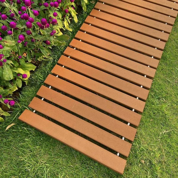 144 in. x 17 in. Garden Roll Out Wooden Pathway Deck Tile Sample, Wood Color, Covering 17 sq. ft.