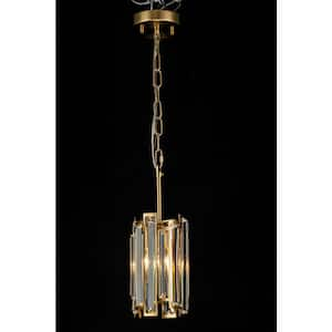 Charlene 1-Light Brushed Gold Modern Mini Pendant Light with Crystal Shade