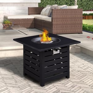 Metal Square 40,000 BTU Auto-Ignition Propane Gas Fire Pit Table in Black